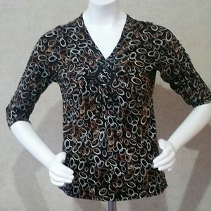 Brown/White Circles Top by Claudia Richard Size S